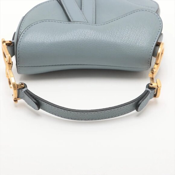 Christian Dior Saddle Bag Leather Shoulder bag Blue - Picture 5 of 9